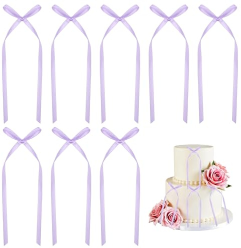 20 PCS Purple Bows for Cake, Purple Bow Cake Decorations, Cake Bows Ribbons for Decorating, Bowknot Cake Topper Decorations for Birthday Wedding Party Wedding Anniversary Party Supplies
