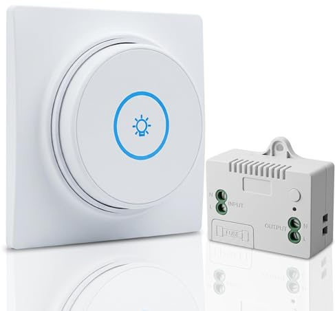 Interrupteur sans fil sans piles kit interupteur d'éclairage auto-alimenté RF433 récepteur interrupteur connecté 220V 10A télécommandé Portée 100m wireless switch pour lampe jusqu'à 2200W