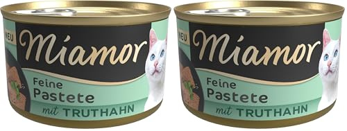Miamor - Pastete | Nassfutter für ausgewachsene Katzen mit natürlichem Taurin. Getreidefreies Alleinfutter in der Dose ohne Soja und künstliche Zusätze | 12x85g Truthahn (Packung mit 2)