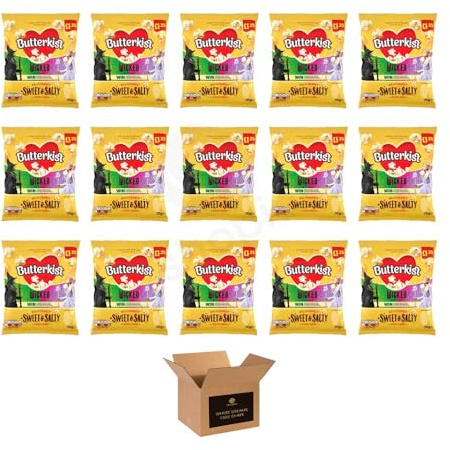 Butterkist Tasty Sweet Instant Popcorn – Microwave Sweet Popcorns Made from Wholegrains | No Artificial Colours or Flavours | Snacks (Case of 15, SWEET & SALTY 70g)