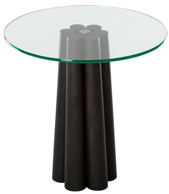 Hanah Home Modern Coffee Table, 50 cm x 50 cm x 50 cm, 100% Tempered Glass & Beech Tree Frame, Transparent & Black | Stylish & Functional Design for Any Space