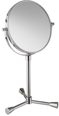 Wenko 16919100 Standspiegel Lucca - 100% Spiegelfläche, 3-fach Vergrößerung, Chrom, Ø 15 cm
