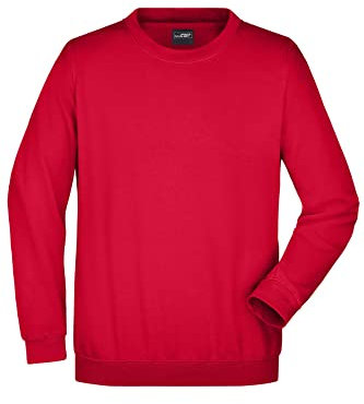 James & Nicholson Sweatshirt Rundhals - Klassischer Sweatpullover für Freizeit und Beruf | Farbe: red | Grösse: XL