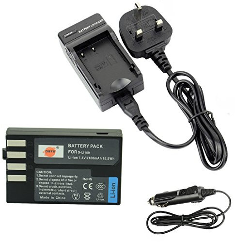 DSTE D-Li109 Li109 Rechargeable Li-ion Battery + DC112U Travel and Car Charger Compatible with Pentax K-r K-30 K-50 K-500 Camera