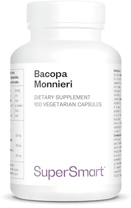 Bacopa Monnieri - Estratto concentrato di foglie di Baccoside - SuperSmart | (50%) - Contribuisce a migliorare la memoria, la capacità di apprendimento e l'elaborazione delle informazioni
