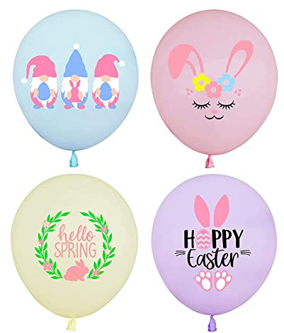 Happium 10 Stück Happy Easter Luftballons Set 30,5 cm Latex-Luftballons Osterdekorationen für Oster-Party-Zubehör, Osterhasen-Ballons für Oster-Spielaktivitäten, Dekorationen