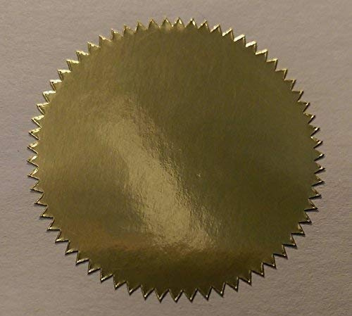 Audioprint Ltd. Pack Of 200-41mm Starburst Notary/Legal/Certificate Seals - Colour Code Stickers/Sticky Labels - Choose Your Colour/s (Shiny Gold)