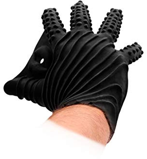 Shots Fist It FST003BLK Masturbationshandschuh - Hochwertiges Phthalatfreies Silikon - Gepunktete Textur mit Mund - Schwarz