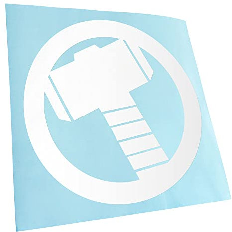 Kiwistar - Autoaufkleber - Weiß - Mjölnir - Thors Hammer 10 x 10 cm - Weiß - Aufkleber für Auto, Laptop, Fahrrad, LKW, Motorrad mehrfarbig