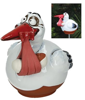 Midene Gartenstecker Keramik Handgefertigt - Gartendeko für Draußen Wetterfest - Garten Deko Keramik - Gartenfiguren & Gartenstatuen - Storch