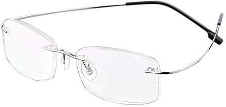 KoKoBin Gafas de lectura sin montura para gafas de lectura de titanio superligeras para damas y caballeros(plata，+1.0)
