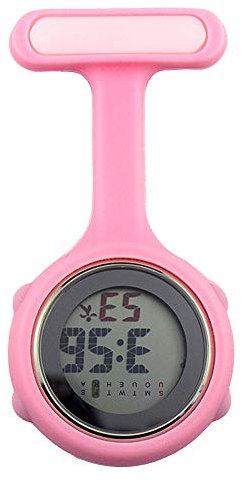 Verlike Montre électrique de poche à clipser avec cadran rond et affichage numérique Rose