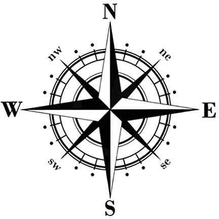 Xuniu Car Sticker Art Design Vinyl Compass Car Sticker White 15 cm x 15 cm