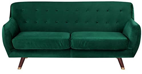 Beliani Modernes 3er Retro-Sofa aus Samtstoff in Smaragdgrün Bodo