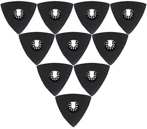 XXGO 10 Pcs 3-1/8 Inch 80mm Triangle Hook & Loop Oscillating Multitool Sanding Pads XG5510