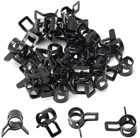 MroMax Fascette per tubi flessibili a tensione costante ID da 0,7 cm, 7 mm, tipo a fascia a molla, in acciaio al manganese, morsetto per tubo flessibile in silicone, colore nero, 30 pezzi