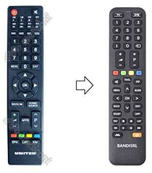 Remote Control Telecomando Compatibile già programmato per United LED 49HK60, LED 49HK59, LED 55HK60, LED 43HK59