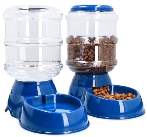 Navaris Futterspender und Wasserspender für Haustiere - Set zur Fütterung von Hund und Katze - Futterstation Futterautomat für Trockenfutter