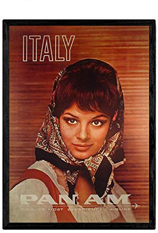 Nacnic Vintage-Poster für italienische Frau. Bilder zur Dekoration des Innenraums mit Vintage-Bildern und antiker Werbung, Retro-Dekoration, A3, mit Rahmen