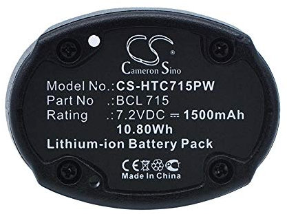 Replacement Battery for Hitachi model, fits Part No WH7DL 7.2V Li-ion 1500mAh/10.80Wh 112g / 3.95oz Size: 80.00 x 50.05 x 36.40 mm