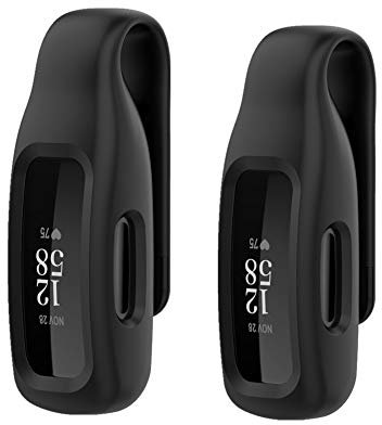 Yoobuu Case Compatible with Fitbit inspire 2,Silicone Cover Replacement Clip for Fitbit inspire 2 Fitness Tracker/No Tracker (Black*2)