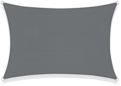 SUNNY GUARD Voile d'ombrage Rectangulaire 3x5m HDPE Respirant Toile Ombrage Une Protection des Rayons UV pour Patio Jardin, Terrasse,Extérieur,Balcon, Gris Anthracite