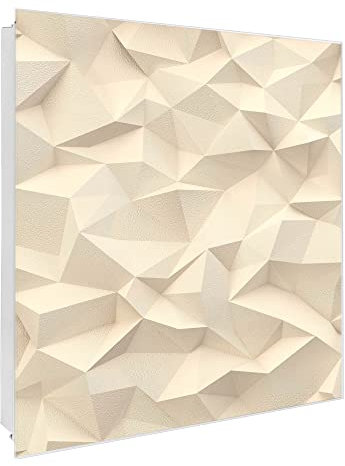 banjado® Großer Schlüsselkasten Glas/Schlüsselbox 30cm x 30cm mit 50 Haken - Motiv Steinwand 2 /Schlüsselkasten modern für Schlüsselaufbewahrung mit beschreibbarer, magnetischer Glastür