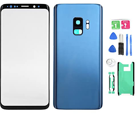 ciciglow Couvercle en Verre Arrière du Téléphone, Ensemble de Remplacement de Lentille en Verre D'écran Avant pour S9 G960(Bleu)