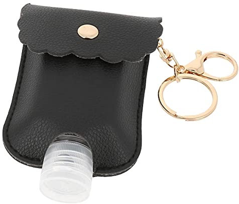 Accessoire Top Tendance Porte Clé avec Flacon pour Gel Hydroalcoolique (Noir)