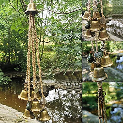 Syina Cloche de sorcière - 20/27 pouces - Protection de porte - Décoration de fenêtre - Décoration de fenêtre - Arbre de vie - Bénédiction de lune.