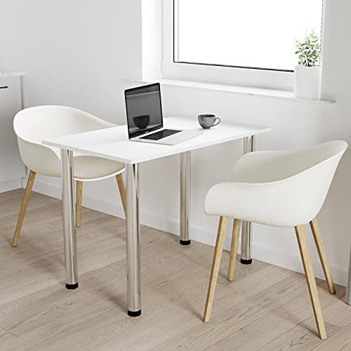 AKKE mikon 60x40 | Esszimmertisch - Esstisch - Tisch mit Chrombeinen - Küchentisch - Bürotisch | Weiss
