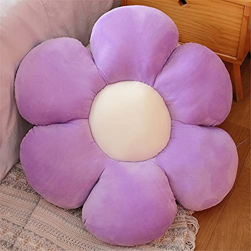 Morbuy Plüsch Kissen Blumenform Sitzkissen Stuhlkissen, Kopfkissen Sitzpolster Sofakissen Stuhl Kissen, Weiche Flauschige Verdickte Bodenkissen Kinderzimmer Dekor (65x65cm,Kristallsamt Lila)