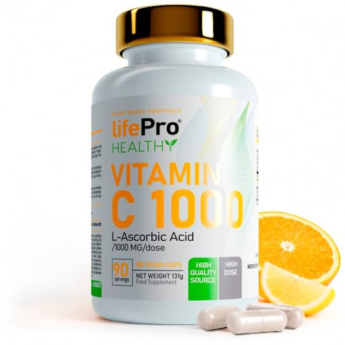 Life Pro Vitamina C 1000mg 90 caps. | Refuerza el sistema inmunitario y reduce el efecto de los radicales libres