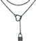 FOCALOOK Damen Lariat Kette schwarz Edelstahl Schlosse Anhänger 80cm lange Halskette verstellbar trendige Minimalist Collier Y-Kette Modeschmuck Accessoire für Valentinstag Jahrestag