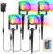 NATPOW RGB Garden Spike Lights with Remote Control - Mains Powered LED Outdoor Landscape Spotlights, IP65 Waterproof for Christmas Decorations