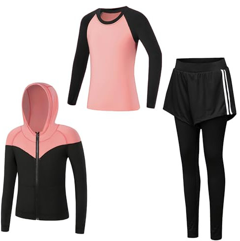Tancefair Kinder Mädchen Trainingsanzug 2/3 tlg Sportanzug Jogging Bekleidungsset Freizeitanzug (Shirt + Hose) Training Laufen Fußball Basketball Trikots Yoga(Bitte wählen Sie eine Nummer kleiner)