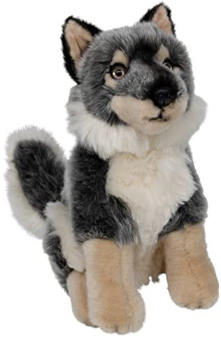 Teopet Wolf-Kuscheltier Luca 27 cm groß – Grauer Wolf stehend aus Plüsch – sehr weich - lebensecht - Realistisches Plüschtier Stofftier aus nachhaltigen Materialien - Geschenk für Babys, Kinder
