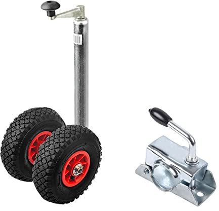 Zwillingsstützrad 300Kg 48mm Luftreifen Doppel Stützrad inkl. Stahl Klemmschelle
