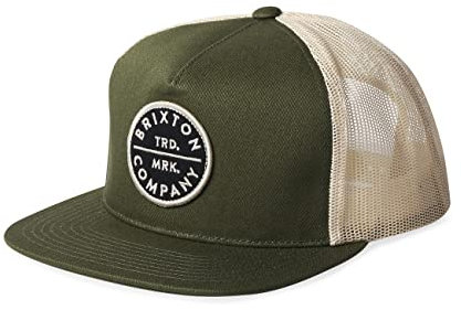 Brixton Men's Pledge MP MESH Cap, Military Olive/Off White, One Size