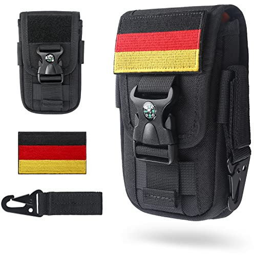 WYNEX Pochette Tactique pour Téléphone Portable Poche Molle EDC Gadget Sacoche Ceinture Pochette Smartphone Molle Mini Sac Ceinture Militaire pour Sport Plein-Air,avec Porte-Carte/Boucle de Boussole