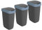 Rotho Twist 3er-Set Mülleimer 50l mit Deckel, Kunststoff (PP) BPA-frei, schwarz/blau, 3x 50l (40.1 x 29.8 x 60.2 cm)