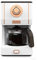 Amaste Cafetera de estilo retro con cafetera de vidrio de 25 onzas, filtro de café reutilizable y tres modos de preparación, mantiene el calor de 30 minutos, blanco elegante con oro rosa