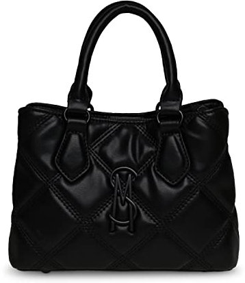 Steve Madden Damen Mickey Quilted Satchel Micky Gesteppte Umhängetasche, Schwarz