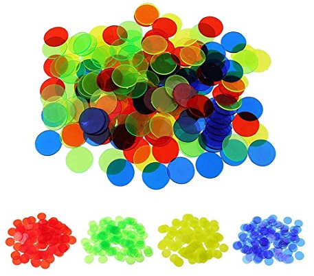 100 Pcs pedazos de color transparente contando fichas de bingo marcadores de plástico (15mm)