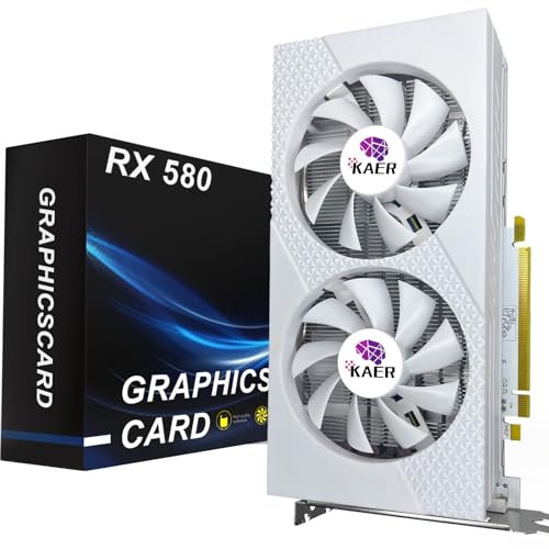 KAER RX580 Carte graphique GDDR5 256 bits avec deux ventilateurs 1284/7000 MHz, PCI Express 3.0, DVI HDMI DP pour ordinateur de bureau 8 Go