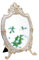 Eaoundm Resin Frame Decorative Wall Mirror Makeup Mirror Tabletop Mirrors, for Bedroom Living-Room Dresser Decor 8.2W x 13 L inchs (White)