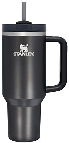 STANLEY Quencher H2.0 FlowState Edelstahl-Vakuumisolierter Becher mit Deckel und Strohhalm für Wasser, Eistee oder Kaffee, Smoothie und mehr, Black Glow, 1,2 l