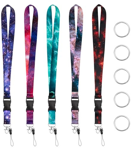 Berkelen Schlüsselbänder für ID Badge und Schlüssel, Lanyard Umhängeband mit Schlüsselringe und Swivel Schließe Neck Lanyard Strip für Büro Schule Mitarbeiter, Studenten 5 Stück