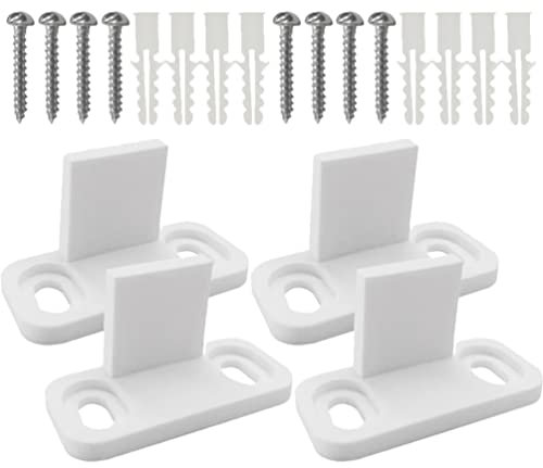 ULTECHNOVO 4Pcs Sliding Barn Door Floor Guides, White Metal Floor Mounted Bottom Track Guide Hardware Bypass Door Guide with Screws for Sliding Doors