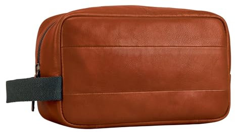 LEONHARD HEYDEN Leder Kulturbeutel Hamburg Washbag Cognac braun